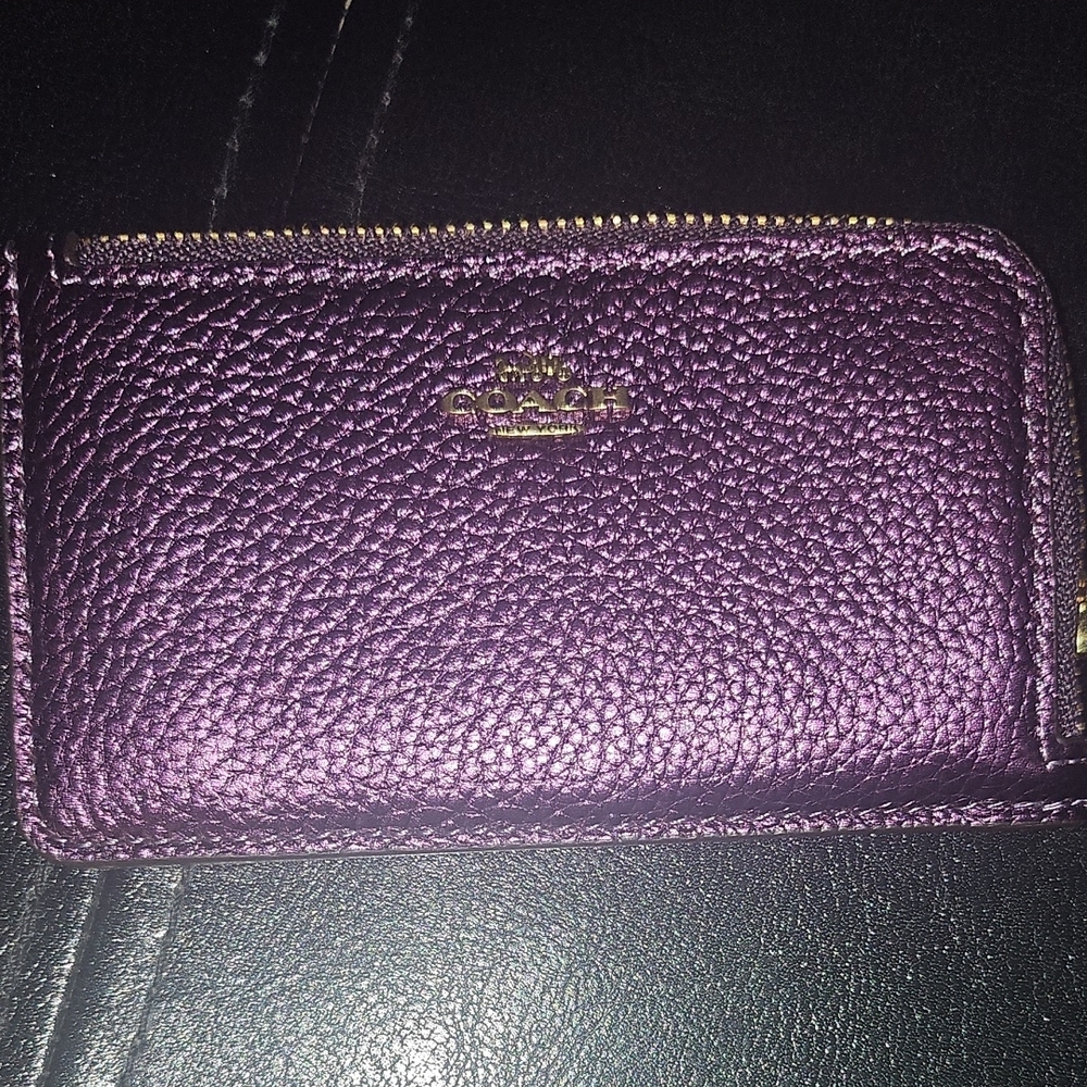 Coach Metallic Purple Leather Wallet